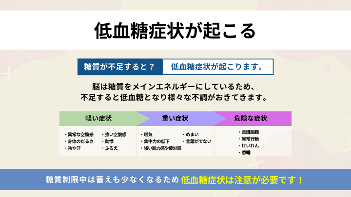 低血糖症状が起こる 