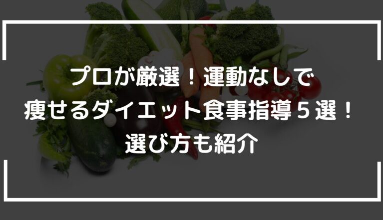 プロが厳選！運動なしで痩せるダイエット食事指導５選！選び方も紹介