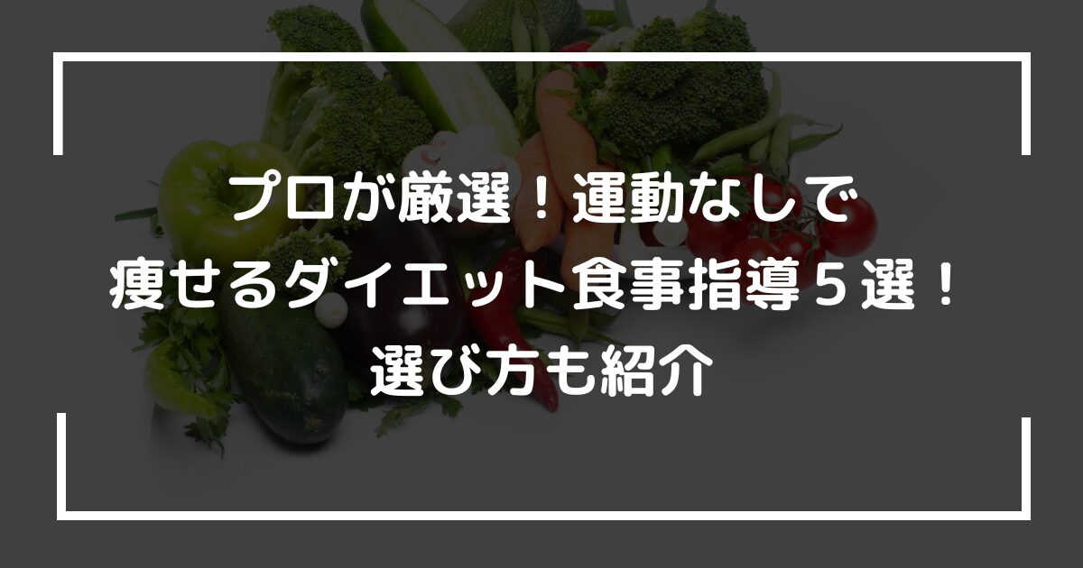 プロが厳選！運動なしで痩せるダイエット食事指導５選！選び方も紹介